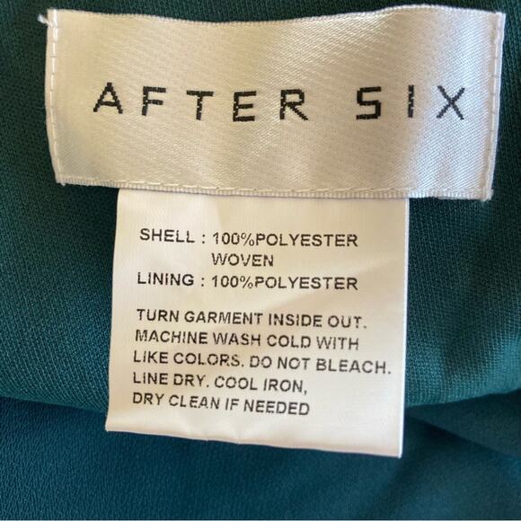 After Six NWT One Shoulder Draped Cowl Neck Maxi Evergreen Dress Size 8 - Picture 7 of 8